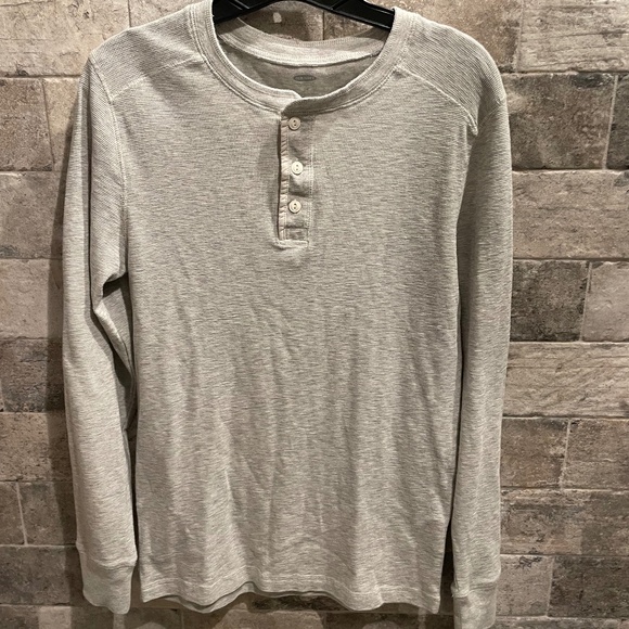 ❤️ OLD NAVY MENS GREY HENLEY THERMAL SIZE SMALL - Picture 2 of 7